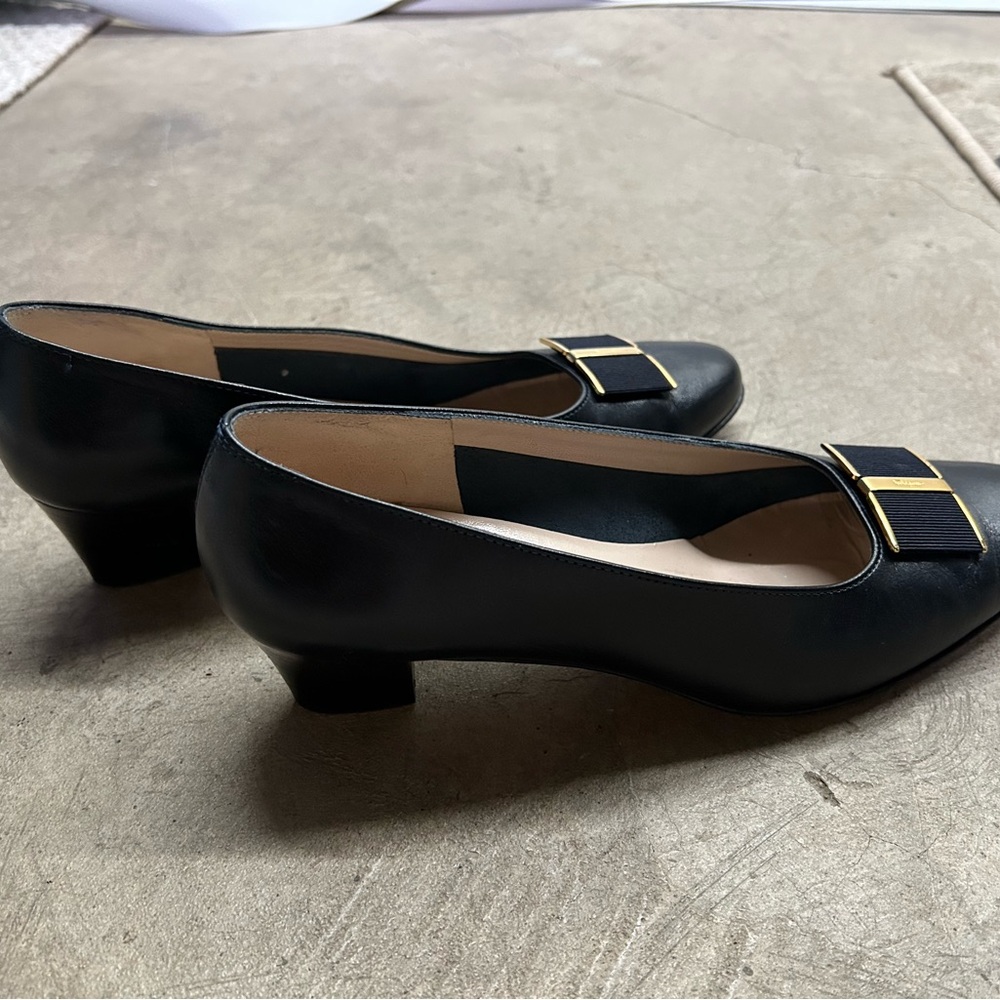 VINTAGE Salvatore Ferragamo Black Heels with Buckle Detail